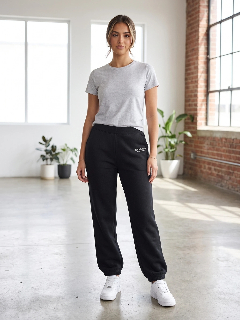 🆕 Juicy Couture Black Classic Fleece Logo Joggers Women's Large